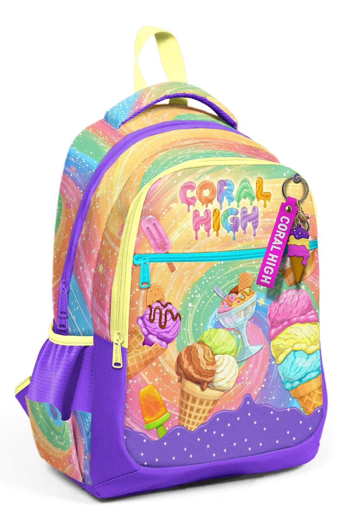Coral High Kids Milka Dondurma Desenli Üç Bölmeli Okul Sırt Çantası 33254-1