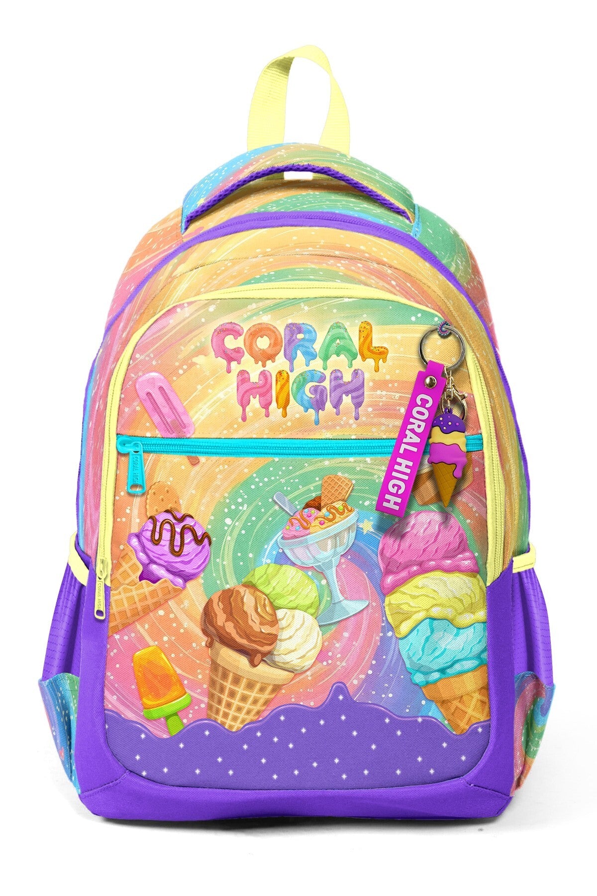Coral High Kids Milka Dondurma Desenli Üç Bölmeli Okul Sırt Çantası 33254-7