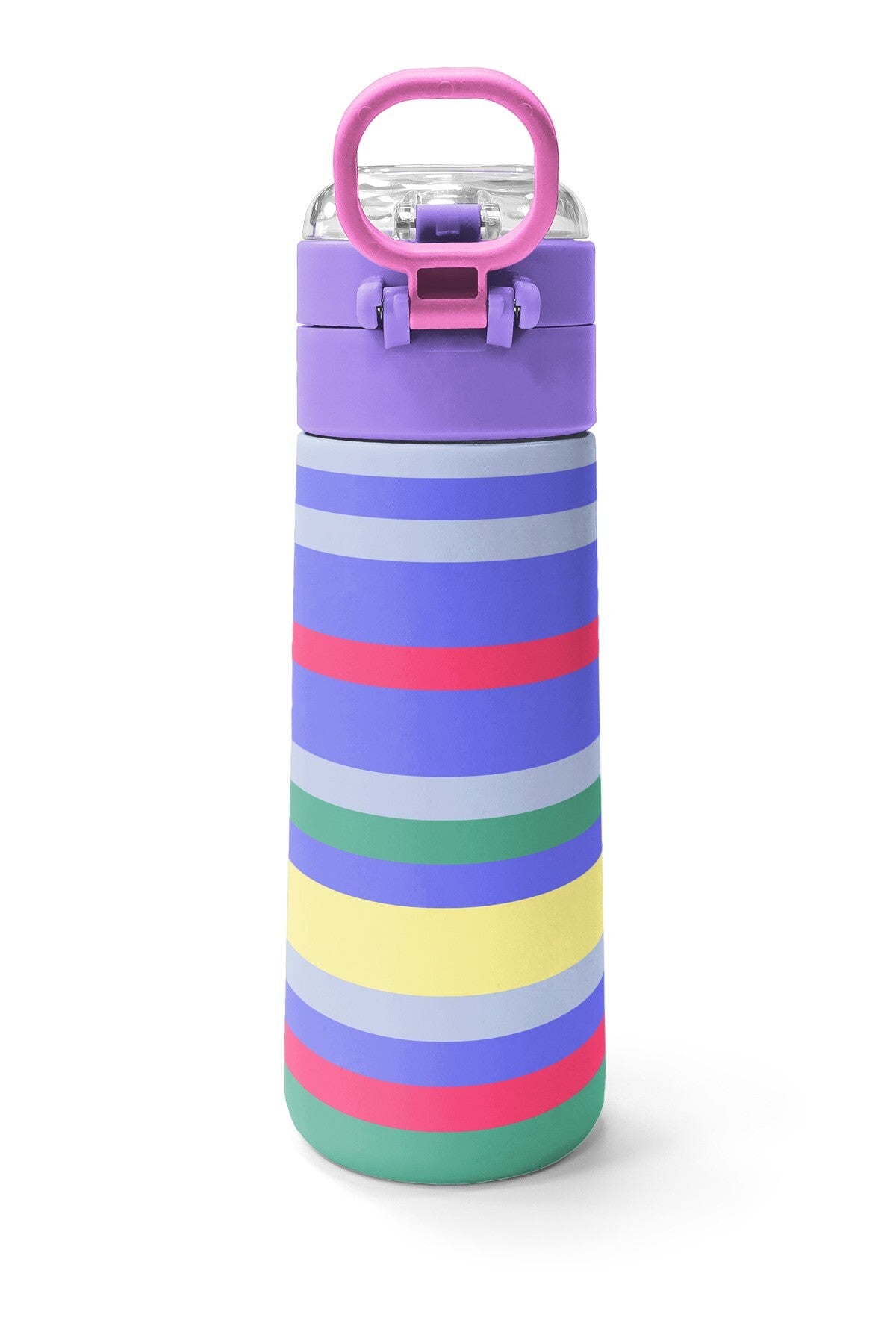 Coral High Kids Milka Gri Sarı Çizgi Desenli Pipetli ve Direkt İçim Çelik Termos 500 Ml 38102-4