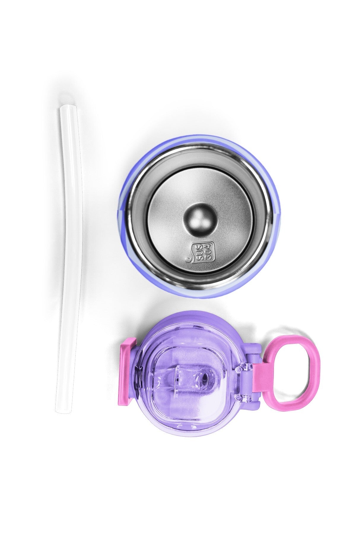 Coral High Kids Milka Gri Sarı Çizgi Desenli Pipetli ve Direkt İçim Çelik Termos 500 Ml 38102-7