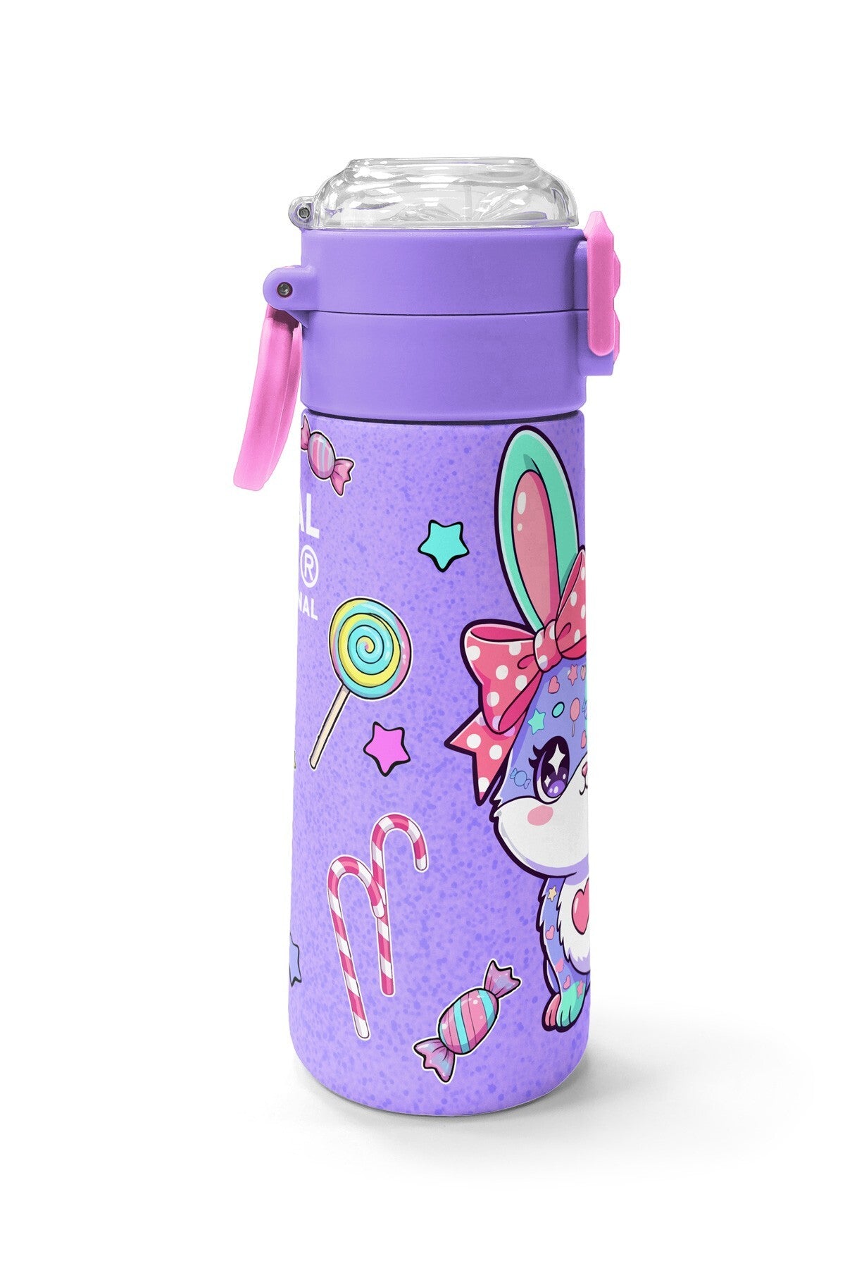 Coral High Kids Milka Su Yeşili Tavşan Desenli Pipetli ve Direkt İçim Çelik Termos 500 ml 38137