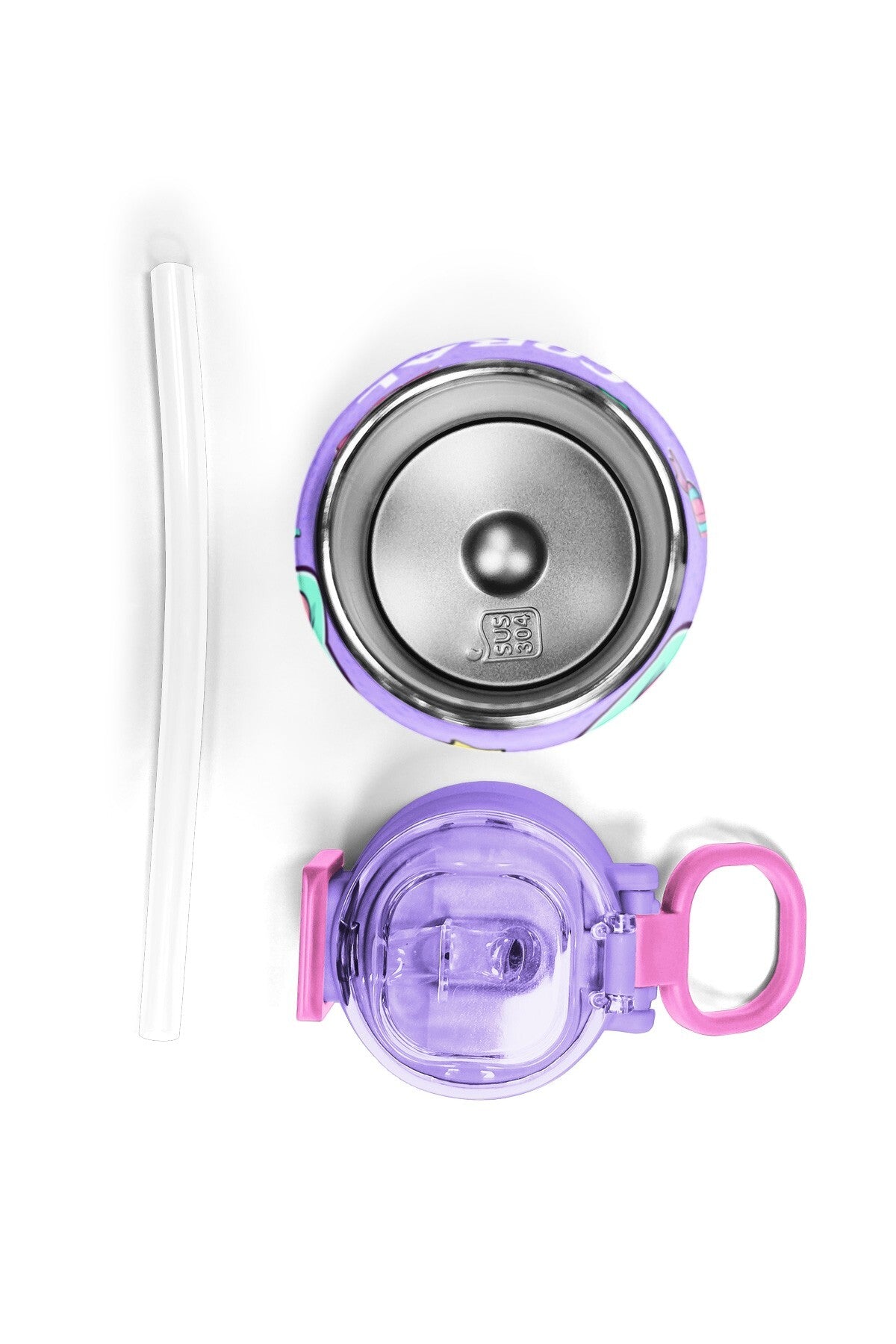 Coral High Kids Milka Su Yeşili Tavşan Desenli Pipetli ve Direkt İçim Çelik Termos 500 ml 38137-7