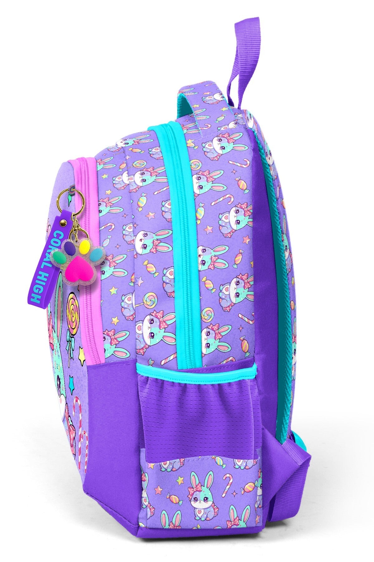 Coral High Kids Milka Su Yeşili Tavşan Desenli Üç Bölmeli Okul Sırt Çantası 33255-5