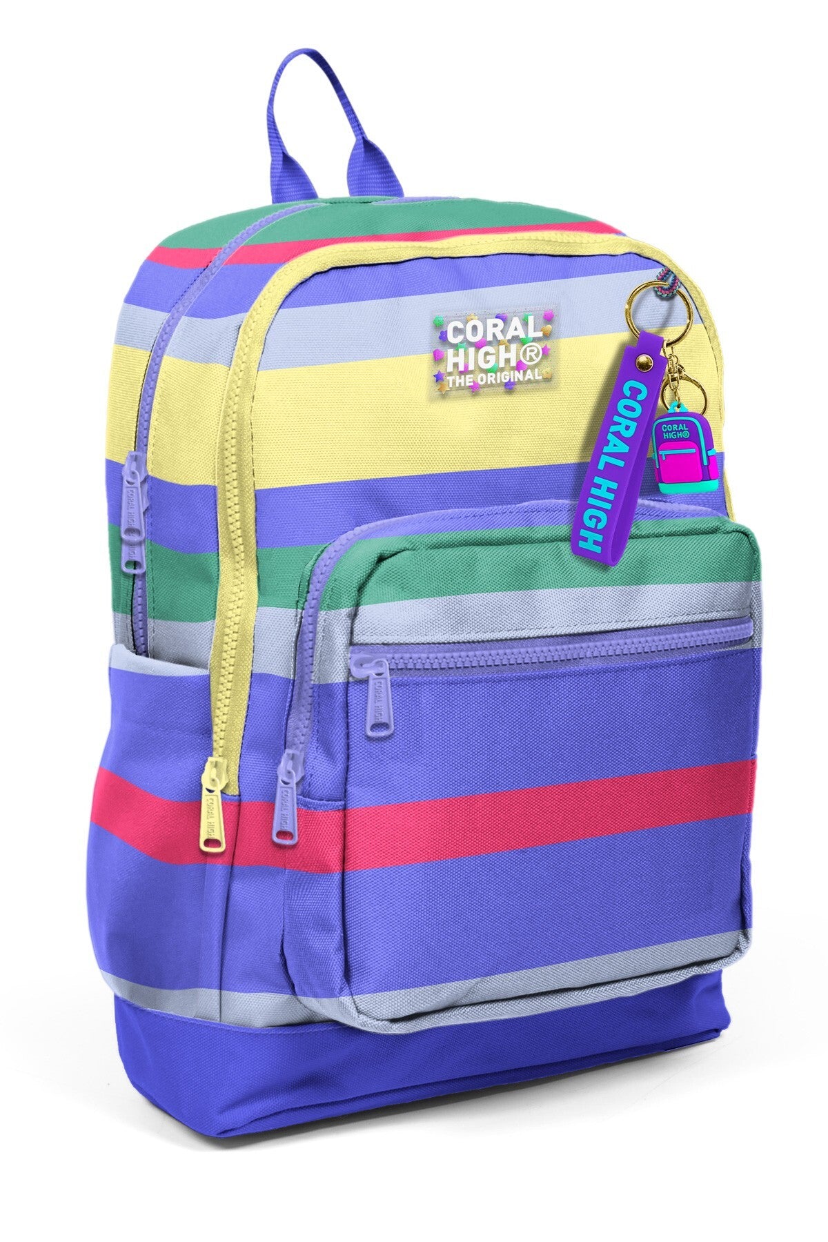 Coral High Kids Mor Sarı Lavanta Çizgi Desenli Okul Sırt Çantası 33202-1