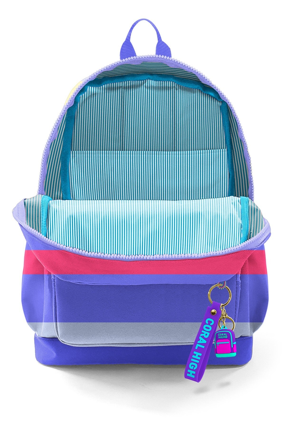 Coral High Kids Mor Sarı Lavanta Çizgi Desenli Okul Sırt Çantası 33202