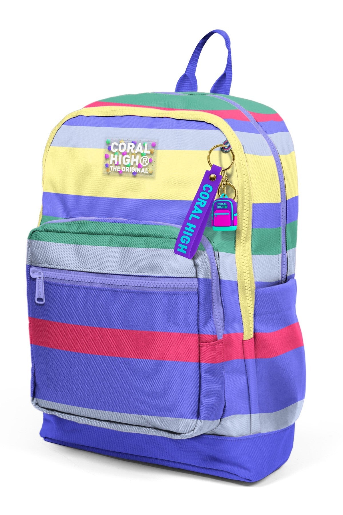 Coral High Kids Mor Sarı Lavanta Çizgi Desenli Okul Sırt Çantası 33202-6