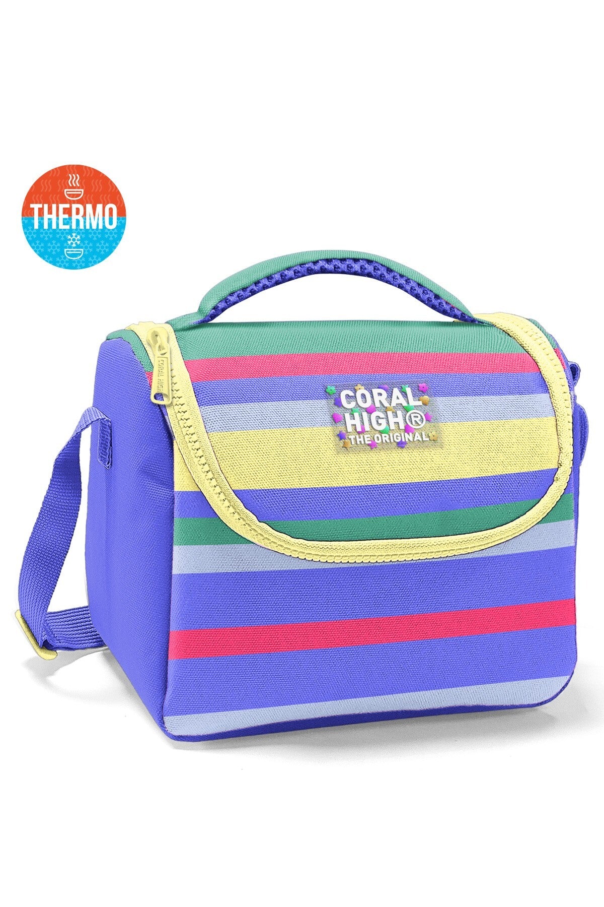 Coral High Kids Mor Sarı Lavanta Çizgili Thermo Beslenme Çantası 37102-1