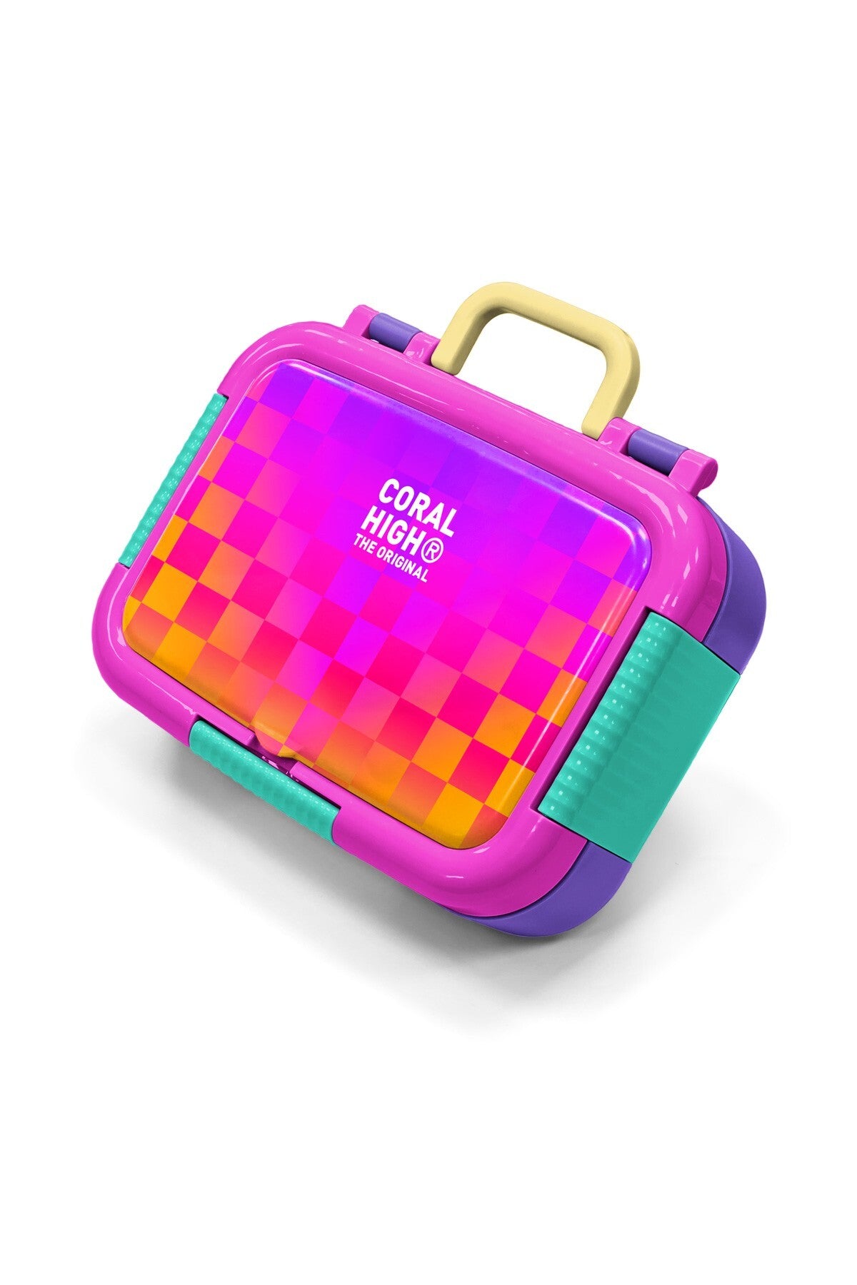 Coral High Kids Neon Renkli Dama Desenli Paslanmaz Çelik Beslenme Kabı 39103-1