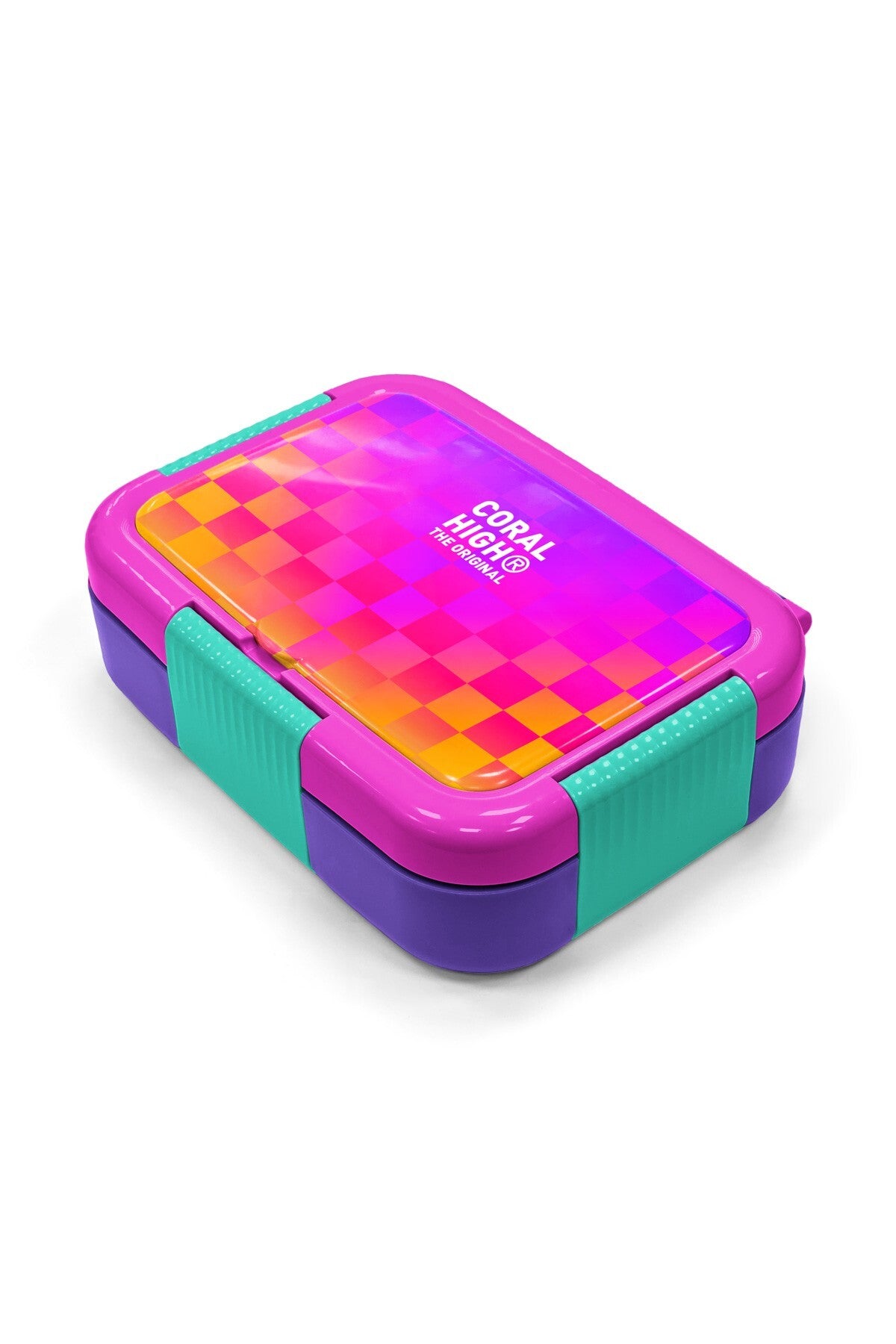 Coral High Kids Neon Renkli Dama Desenli Paslanmaz Çelik Beslenme Kabı 39103-2