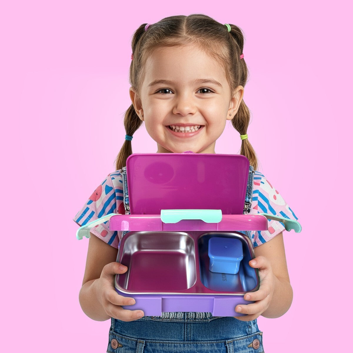 Coral High Kids Neon Renkli Dama Desenli Paslanmaz Çelik Beslenme Kabı 39103-4