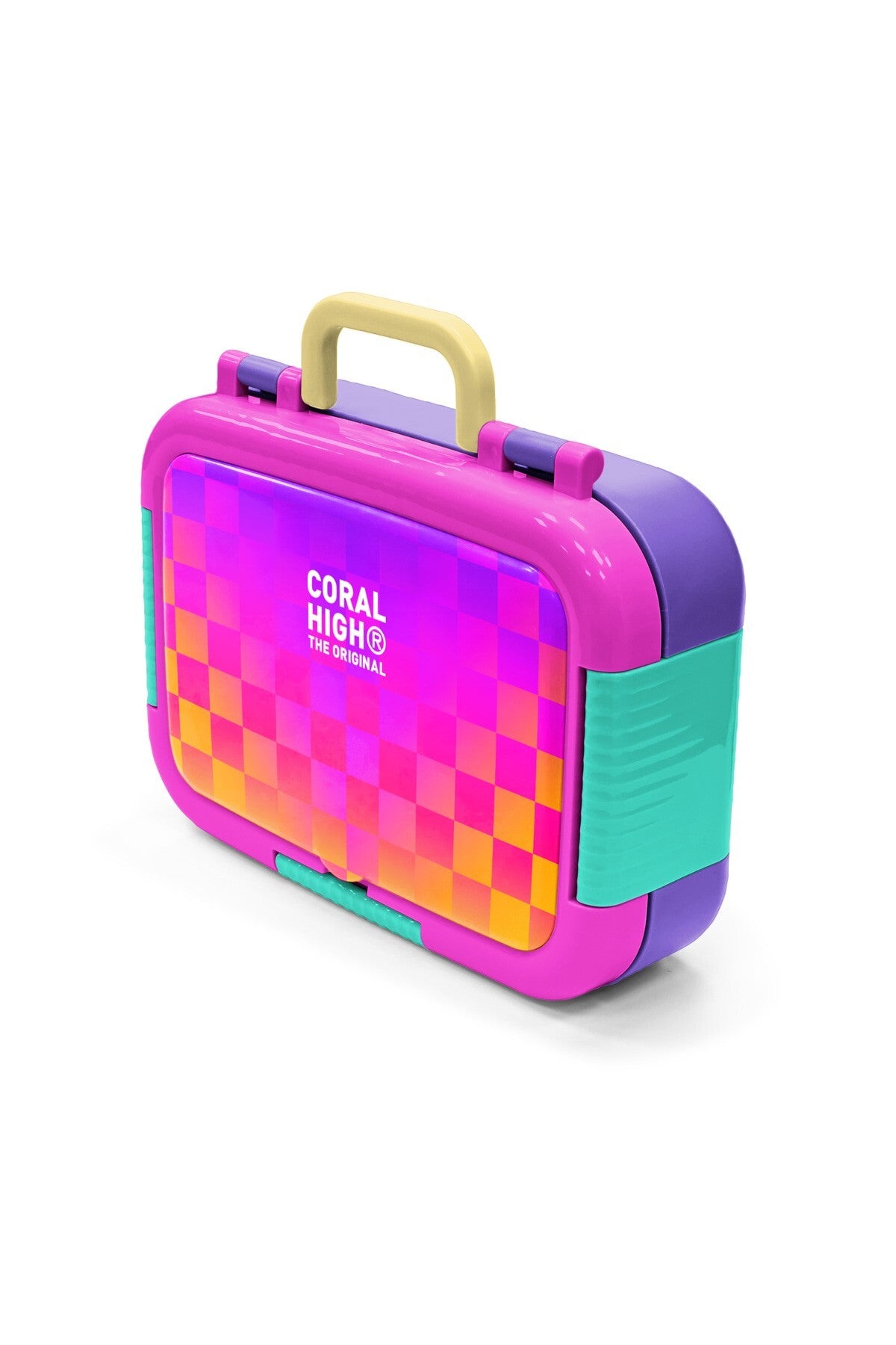 Coral High Kids Neon Renkli Dama Desenli Paslanmaz Çelik Beslenme Kabı 39103-5
