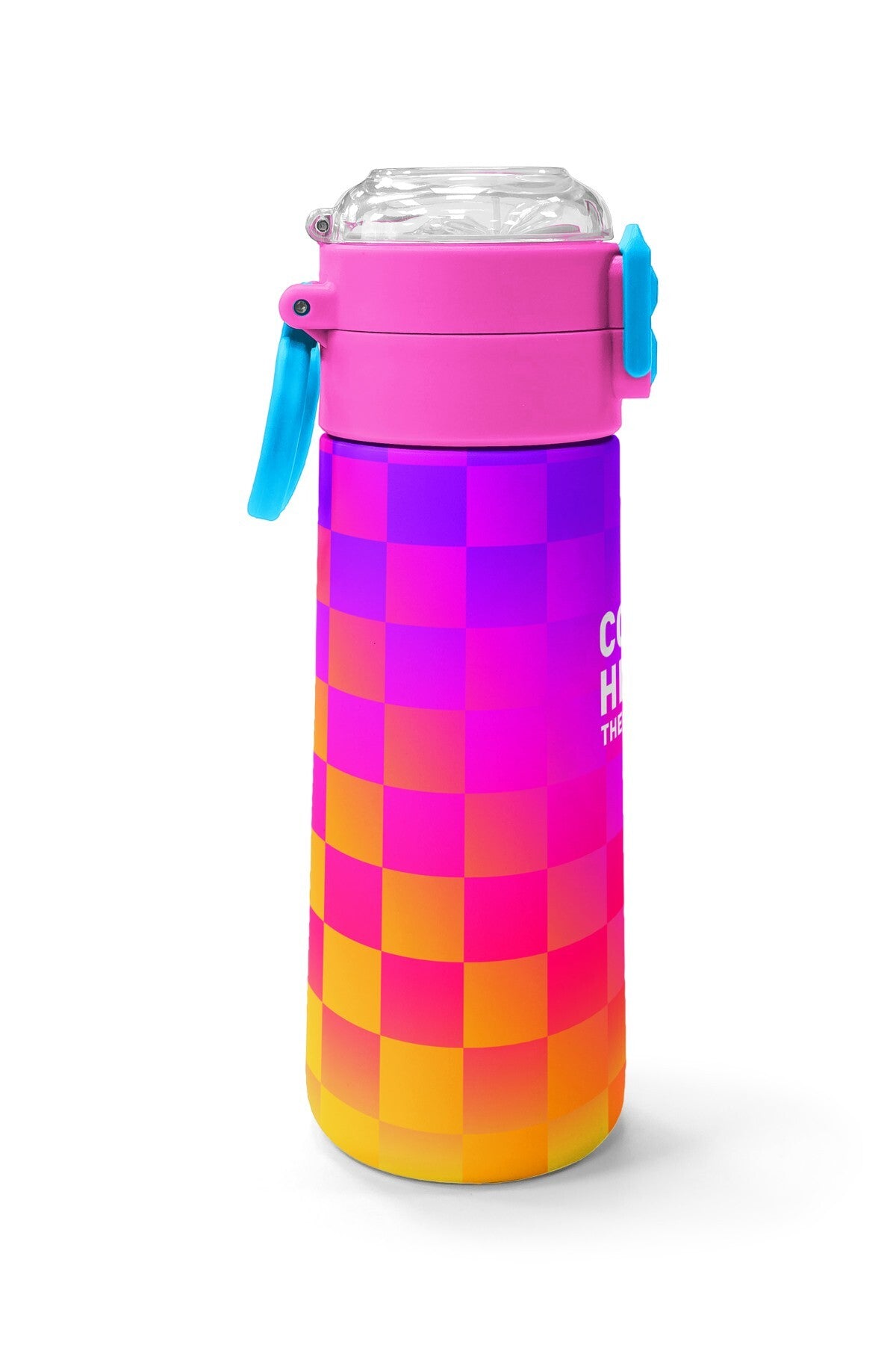 Coral High Kids Neon Renkli Dama Desenli Pipetli ve Direkt İçim Çelik Termos 500 Ml 38103