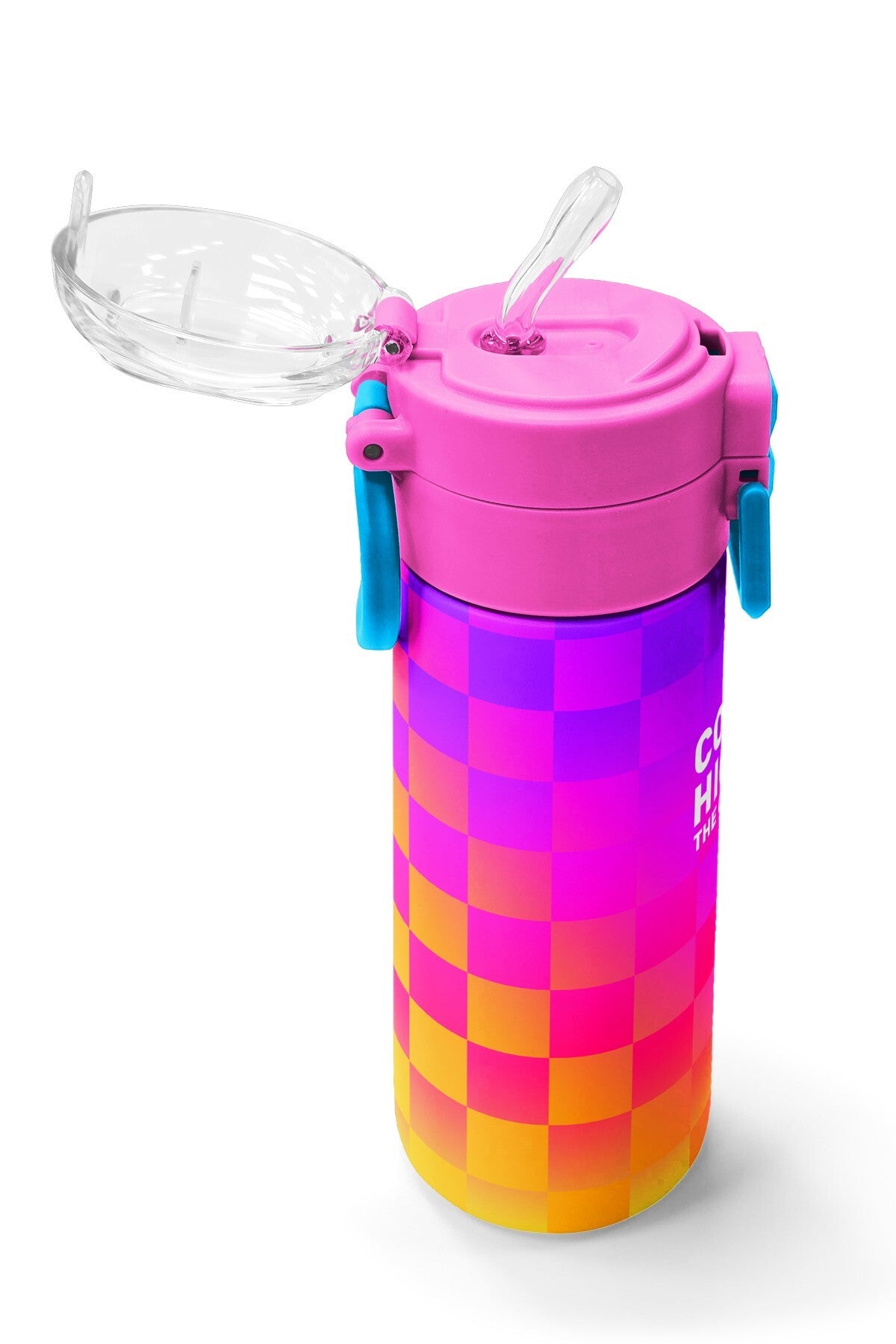 Coral High Kids Neon Renkli Dama Desenli Pipetli ve Direkt İçim Çelik Termos 500 Ml 38103-5