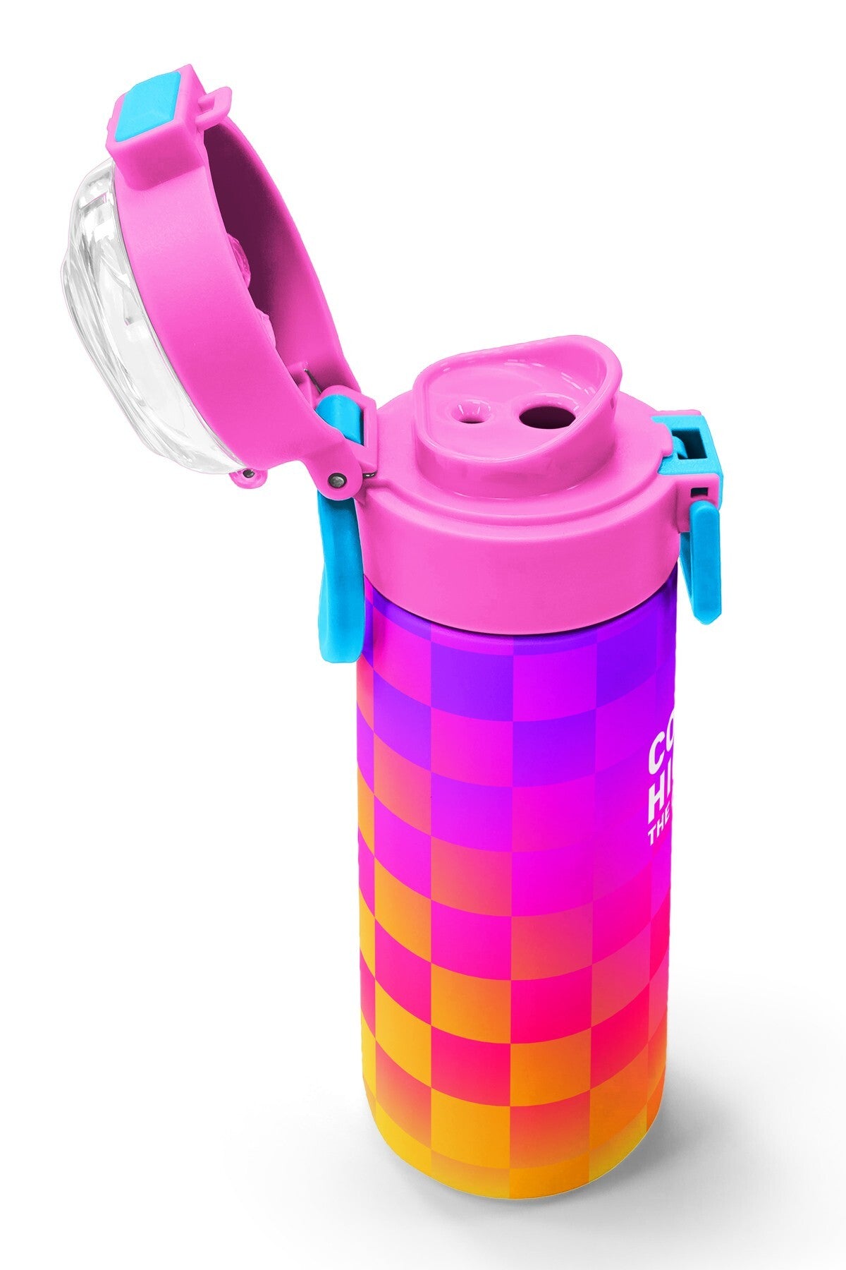 Coral High Kids Neon Renkli Dama Desenli Pipetli ve Direkt İçim Çelik Termos 500 Ml 38103-6