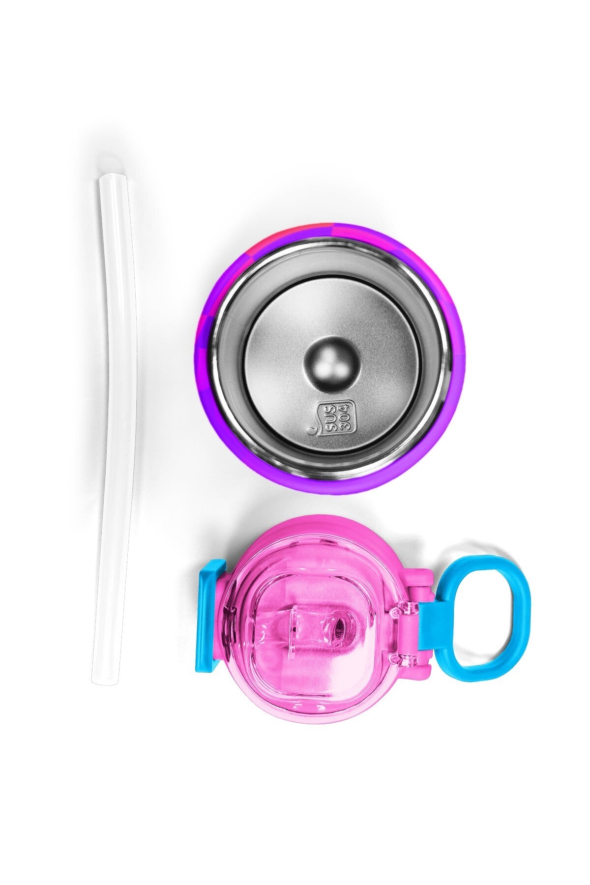 Coral High Kids Neon Renkli Dama Desenli Pipetli ve Direkt İçim Çelik Termos 500 Ml 38103-7