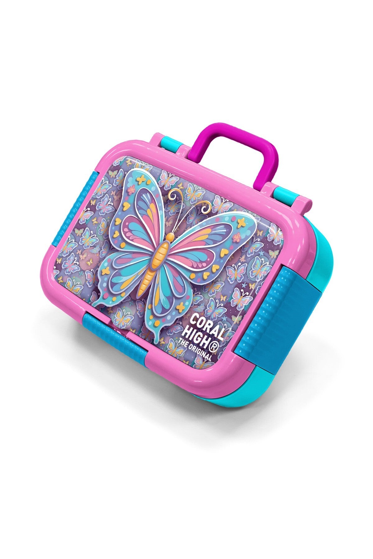 Coral High Kids Pastel Renkli Kelebek Desenli Paslanmaz Çelik Beslenme Kabı 39106-1