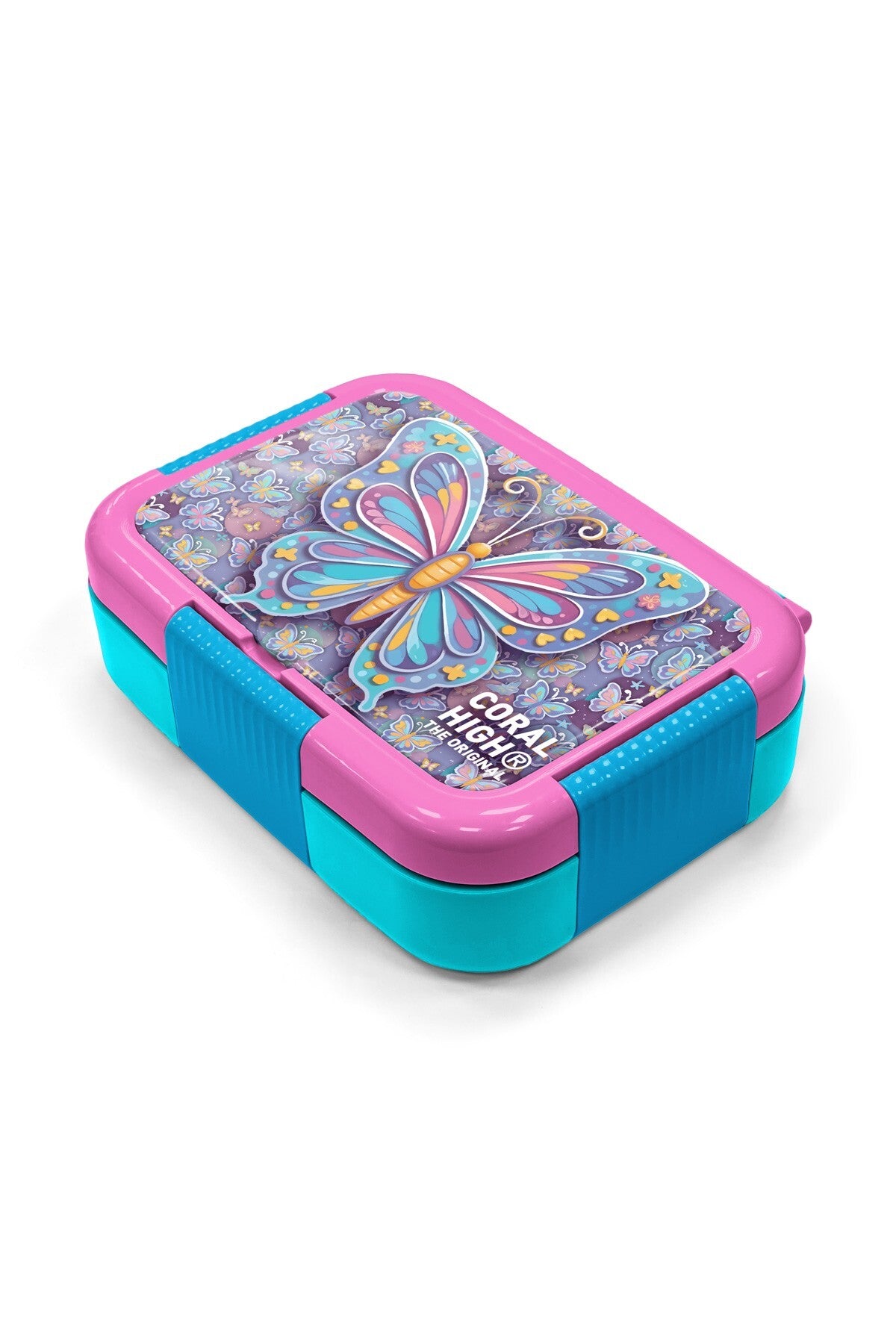 Coral High Kids Pastel Renkli Kelebek Desenli Paslanmaz Çelik Beslenme Kabı 39106