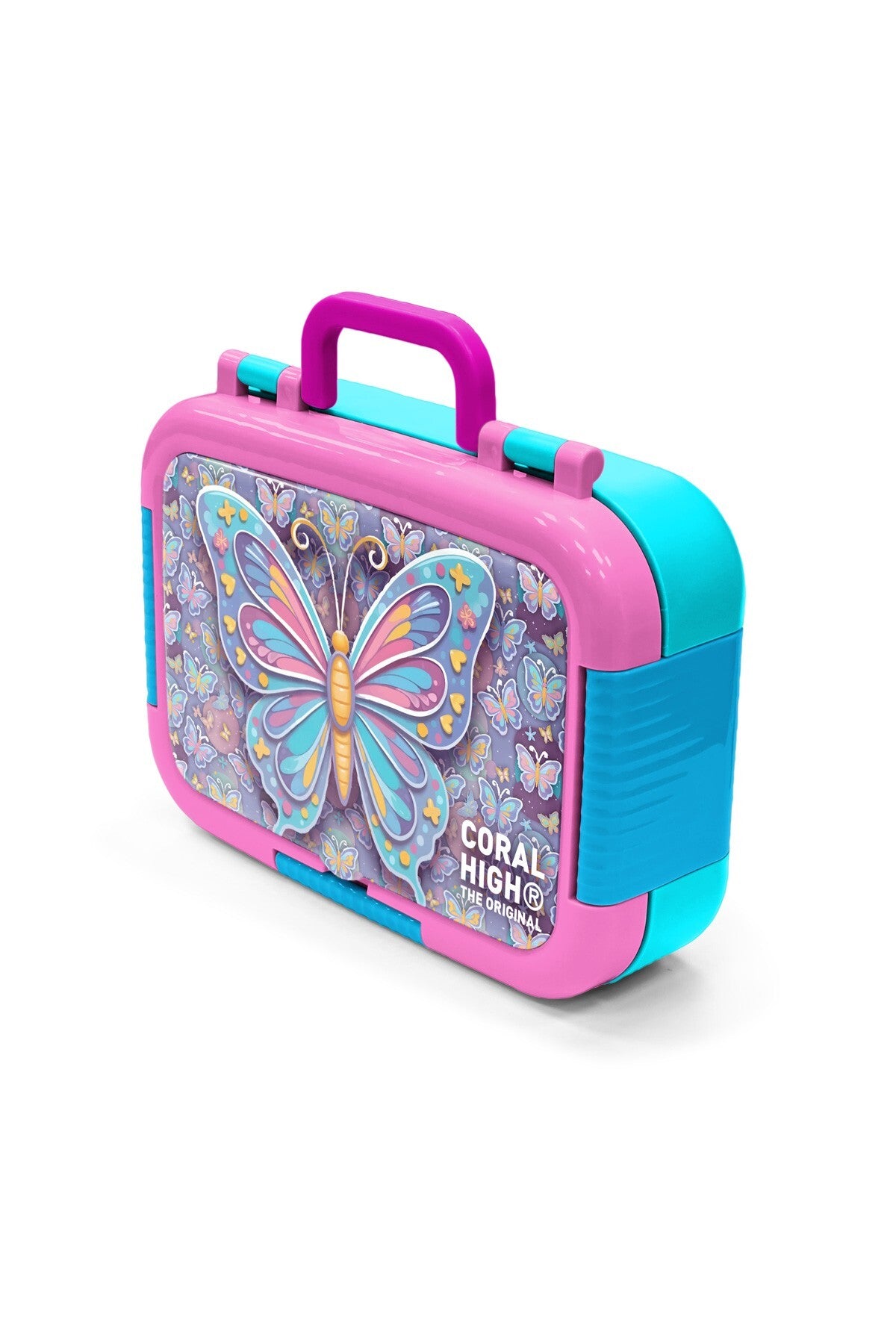 Coral High Kids Pastel Renkli Kelebek Desenli Paslanmaz Çelik Beslenme Kabı 39106-4