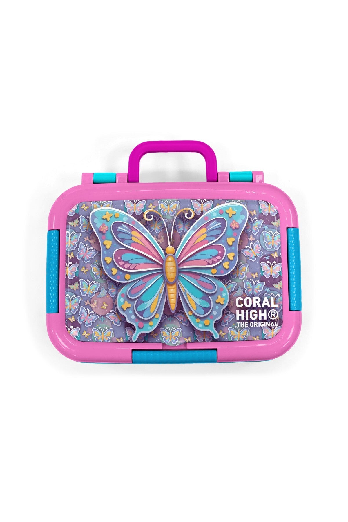 Coral High Kids Pastel Renkli Kelebek Desenli Paslanmaz Çelik Beslenme Kabı 39106-5