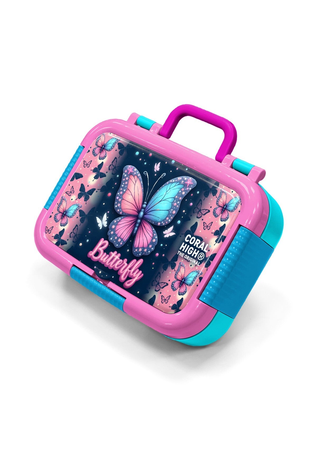 Coral High Kids Pastel Renkli Kelebek Desenli Paslanmaz Çelik Beslenme Kabı 39149-1