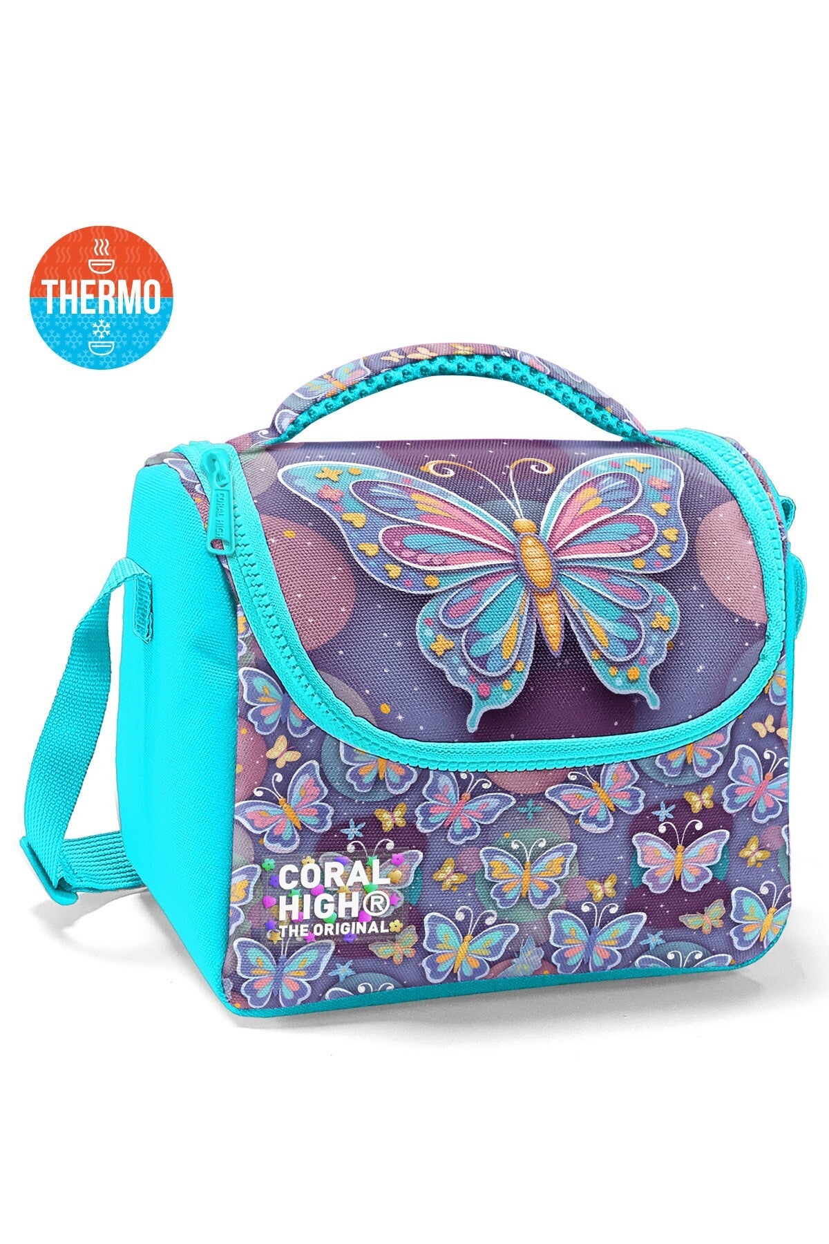 Coral High Kids Pastel Renkli Kelebek Desenli Thermo Beslenme Çantası 37106