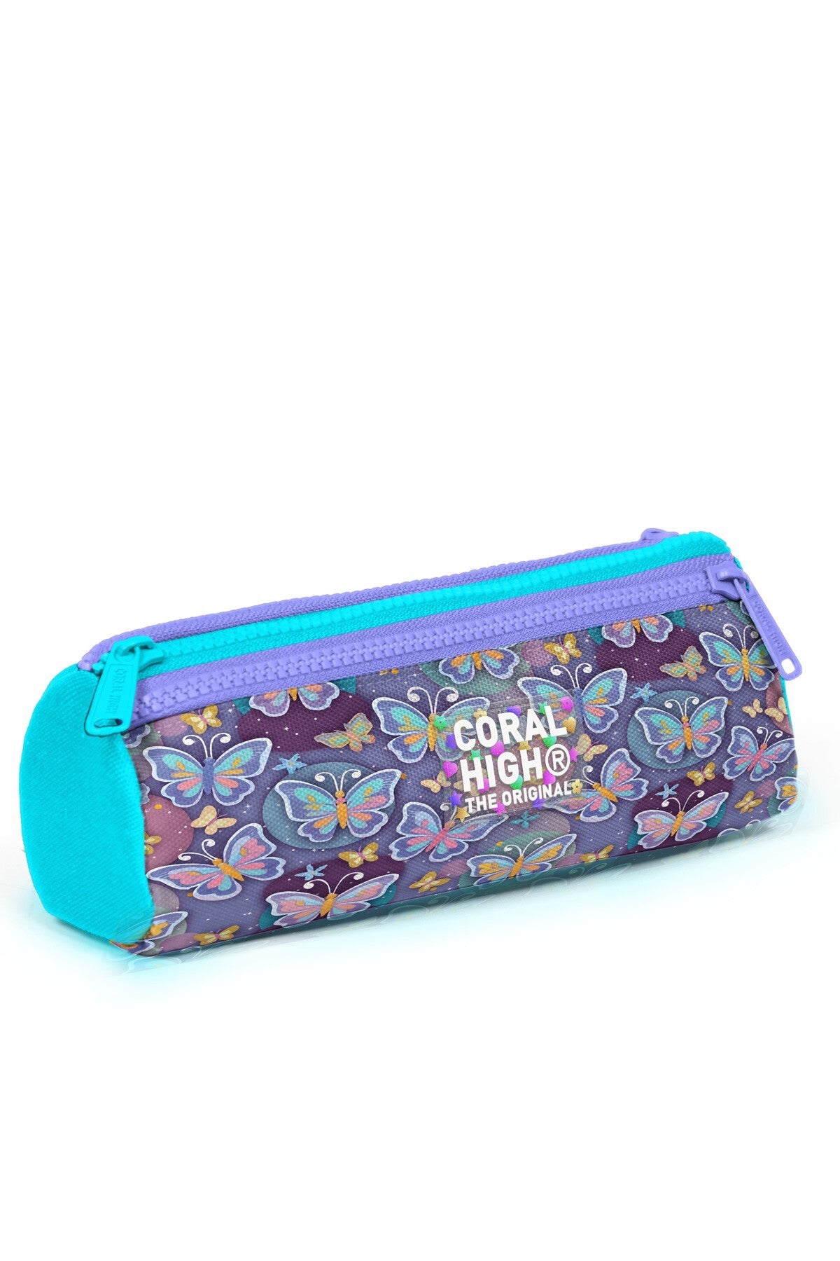 Coral High Kids Pastel Renkli Kelebek Desenli Üç Bölmeli Kalem Çantası 31006-3