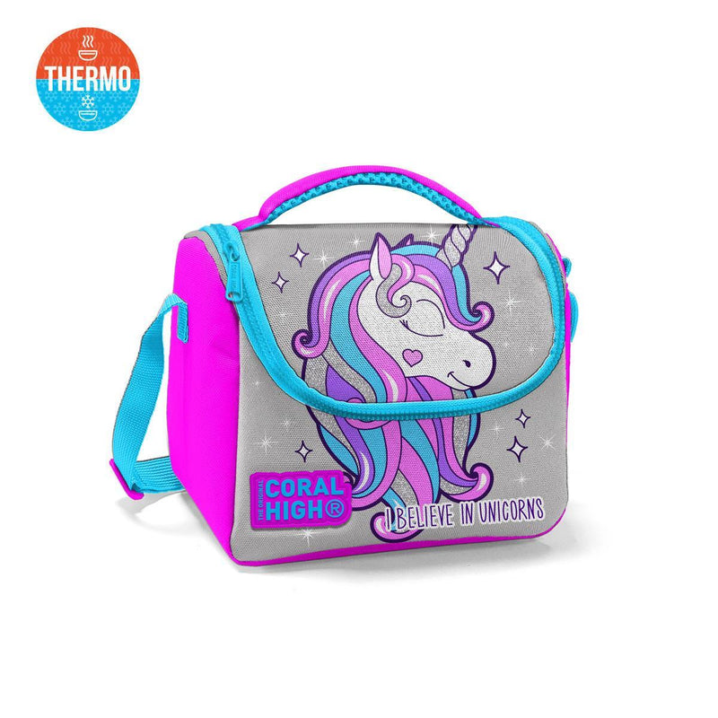 Coral High Kids Pembe Gümüş Unicorn Desenli Thermo Beslenme Çantası 11836-1