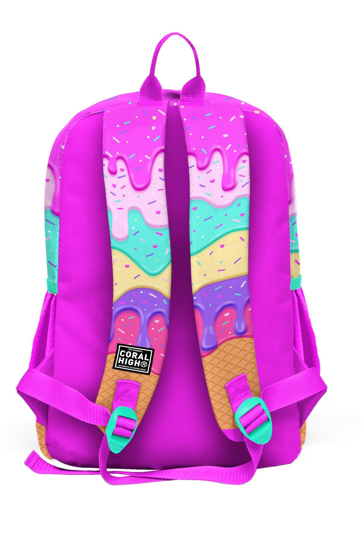 Coral High Kids Pembe Rengarenk Dondurma Desenli Okul Sırt Çantası 23731-5