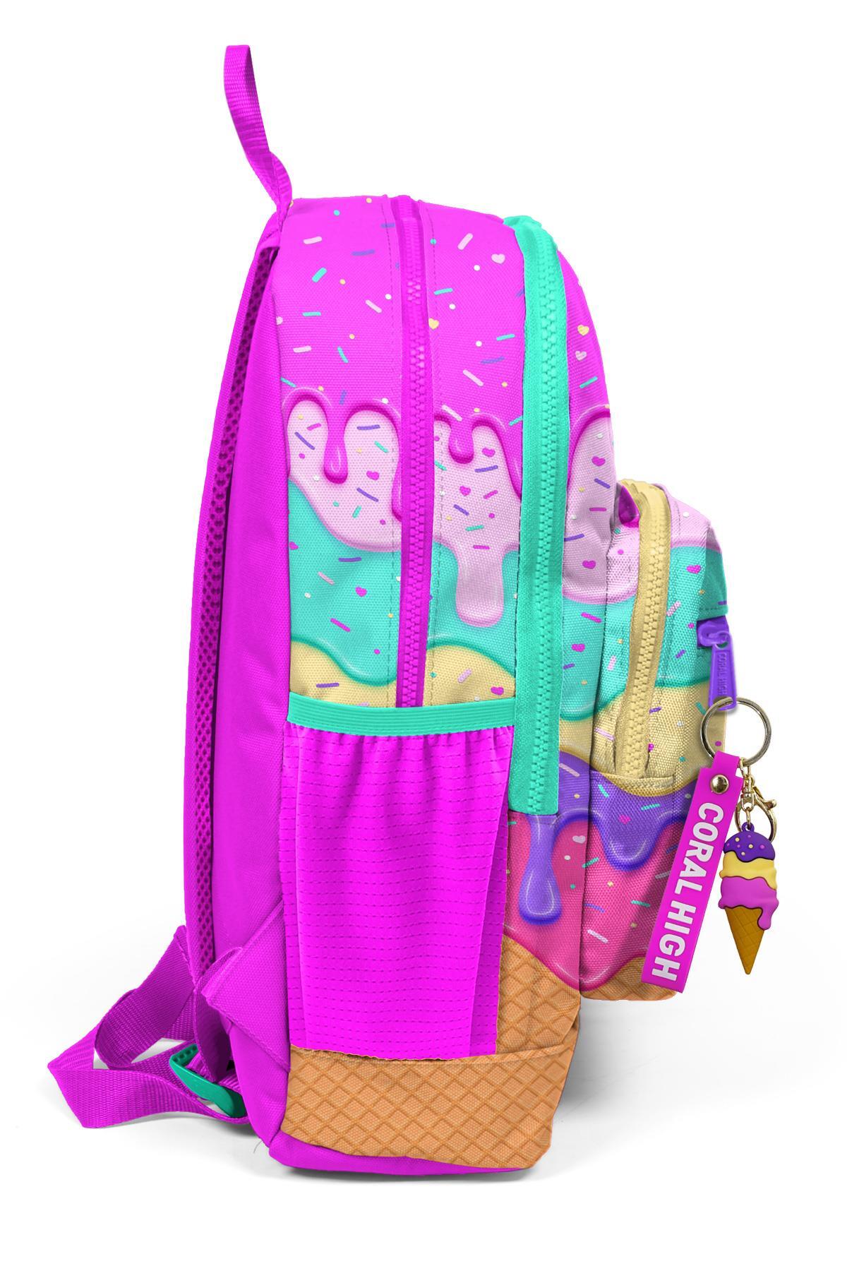 Coral High Kids Pembe Rengarenk Dondurma Desenli Okul Sırt Çantası 23731-7