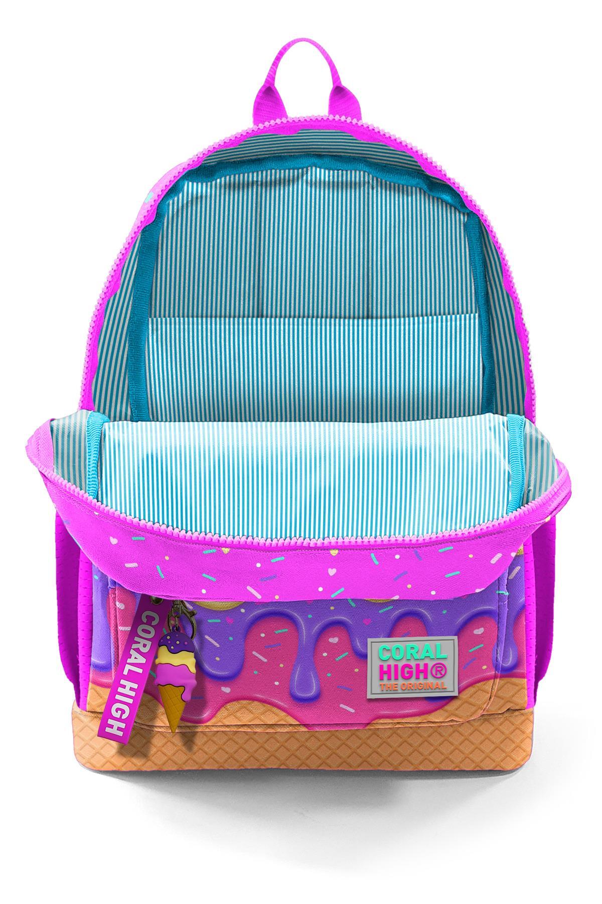 Coral High Kids Pembe Rengarenk Dondurma Desenli Okul Sırt Çantası 23731-8