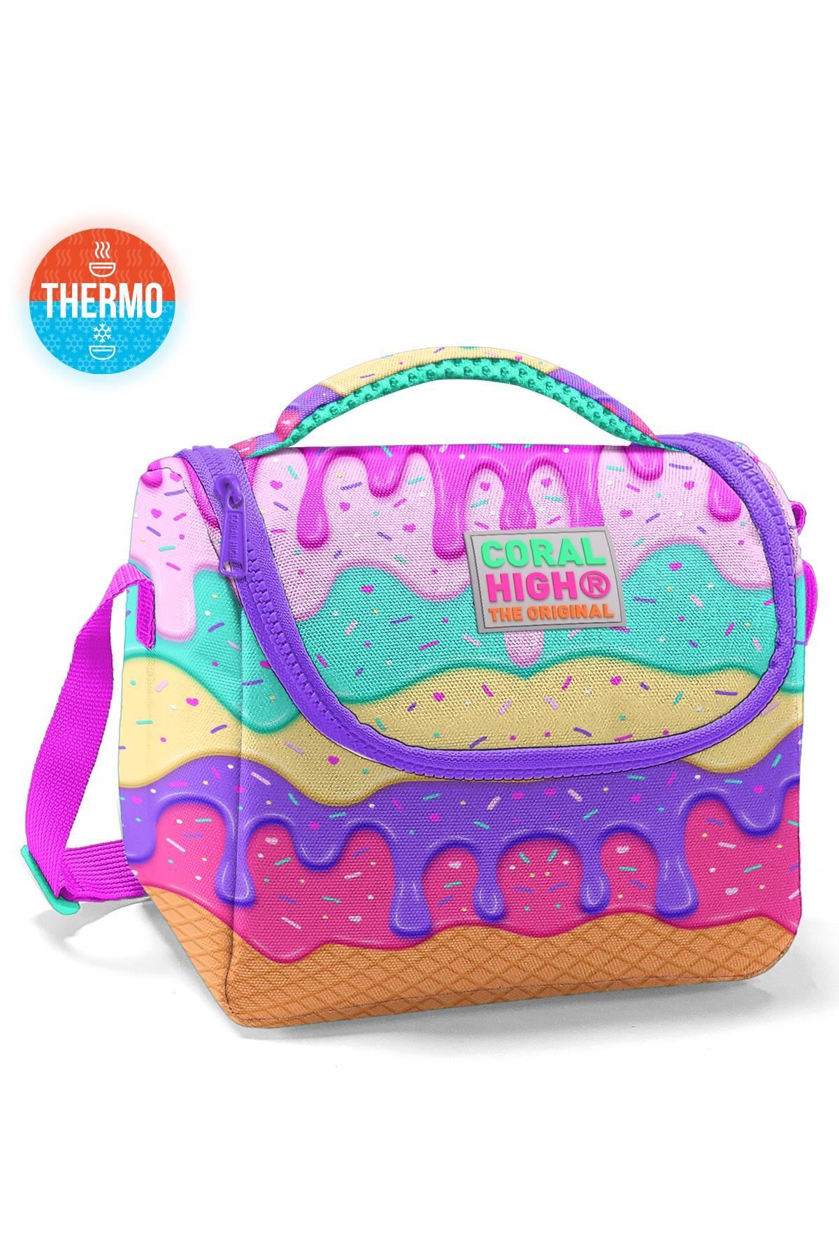 Coral High Kids Pembe Rengarenk Dondurma Desenli Thermo Beslenme Çantası 11731-1