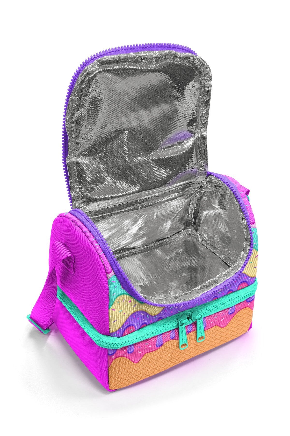 Coral High Kids Pembe Rengarenk Dondurma Desenli Thermo İki Katlı Beslenme Çantası 37211-3