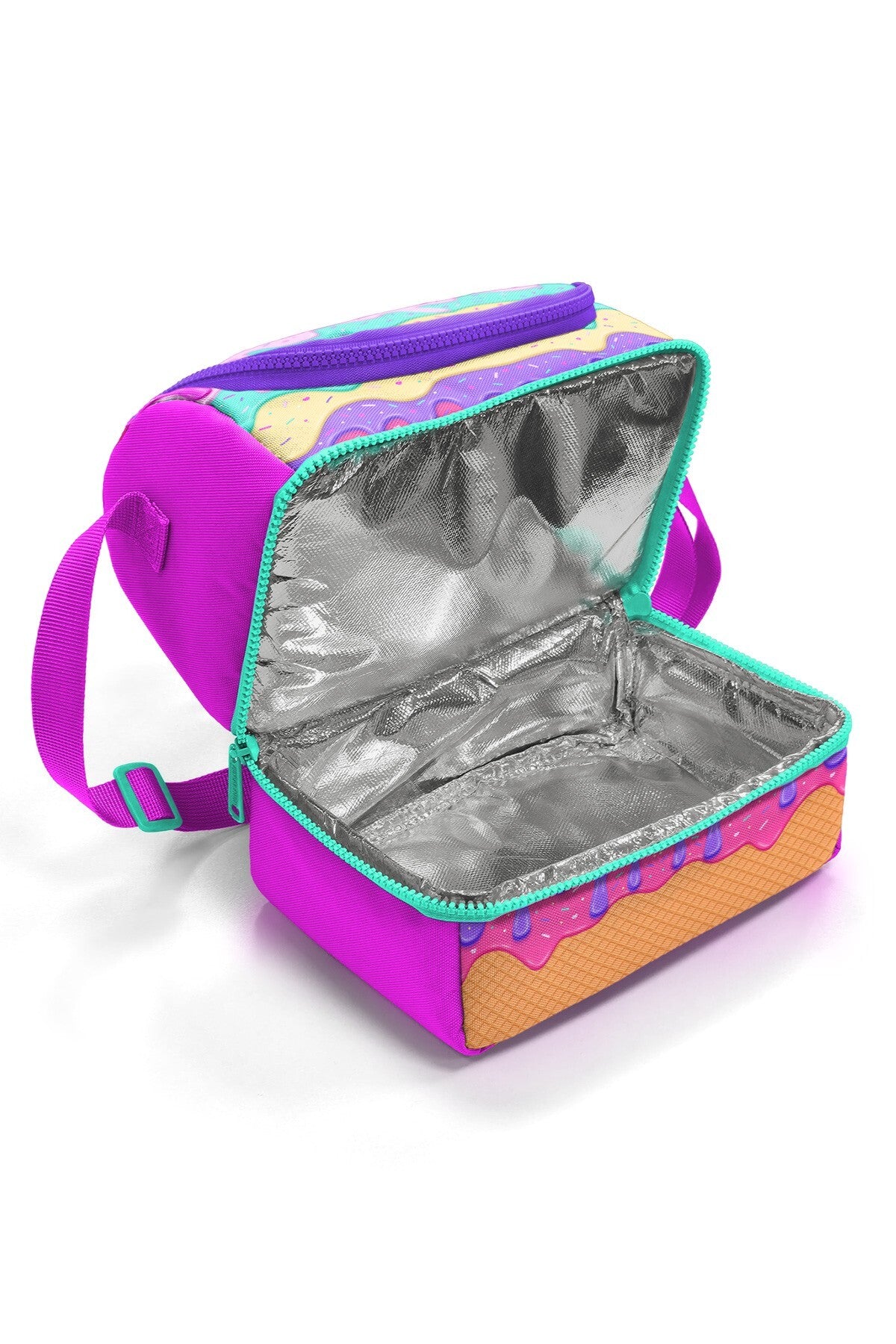Coral High Kids Pembe Rengarenk Dondurma Desenli Thermo İki Katlı Beslenme Çantası 37211-5