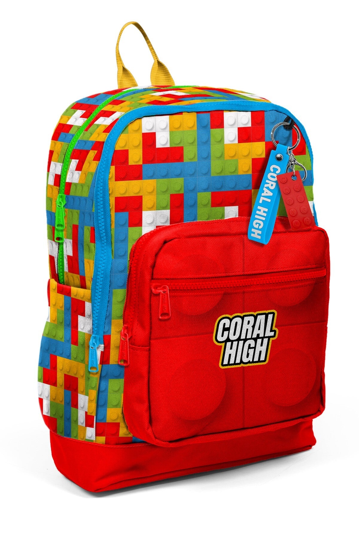 Coral High Kids Renkli Blok Desenli Dört Bölmeli Okul Sırt Çantası 23775-1