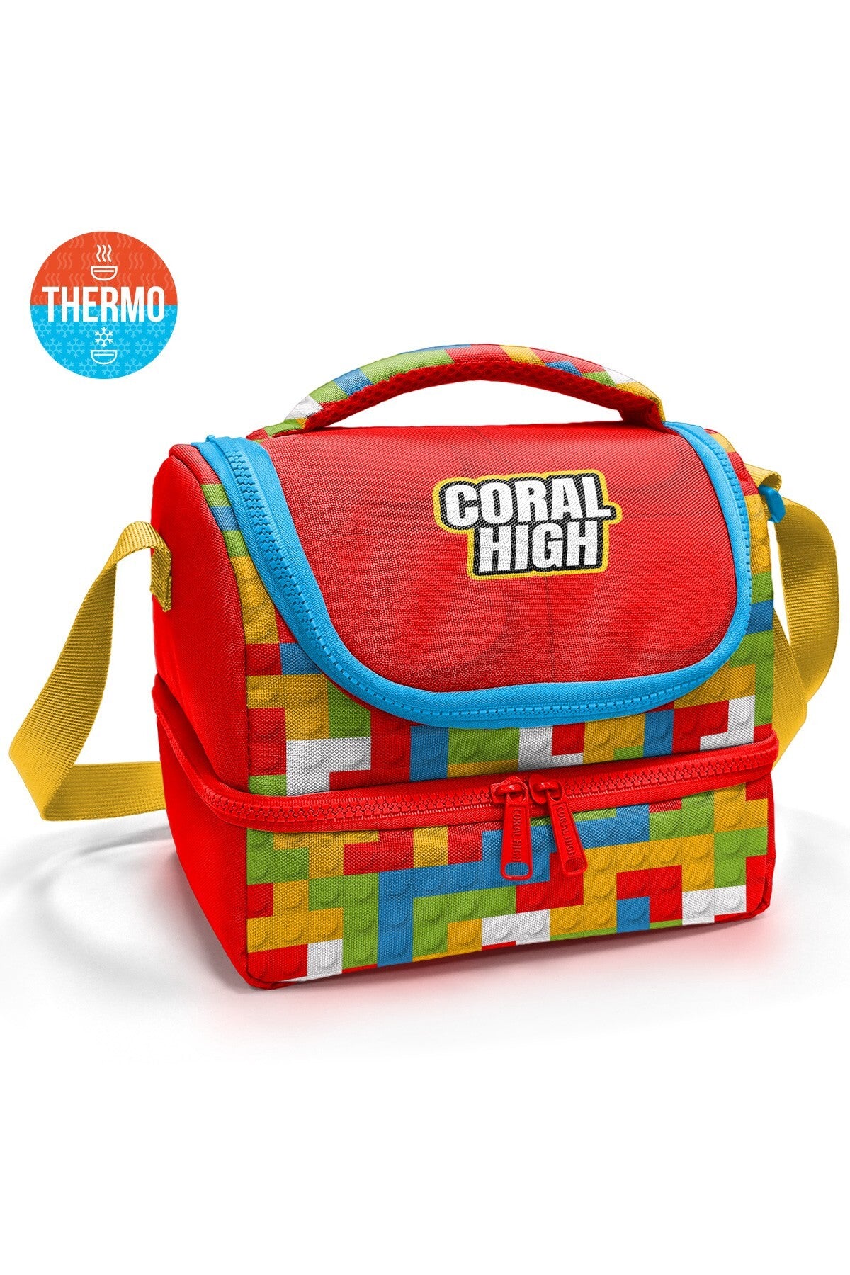 Coral High Kids Renkli Blok Desenli Thermo İki Katlı Beslenme Çantası 37216-1