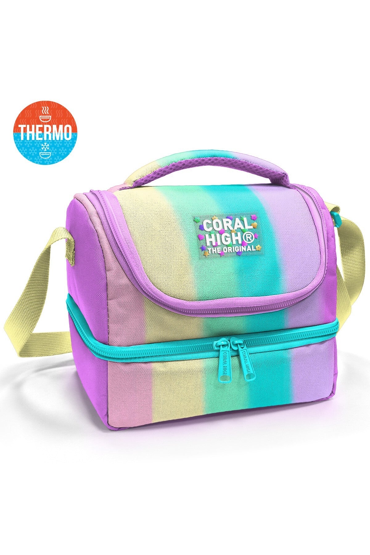 Coral High Kids Renkli Çizgili Thermo İki Katlı Beslenme Çantası 37214-1