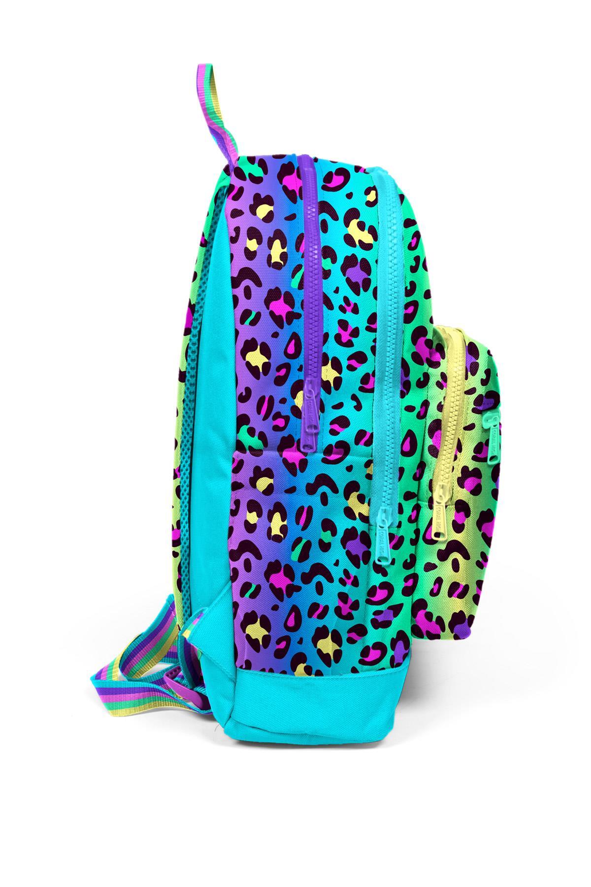 Coral High Kids Renkli Leopar Desenli Okul Sırt Çantası 23769-4