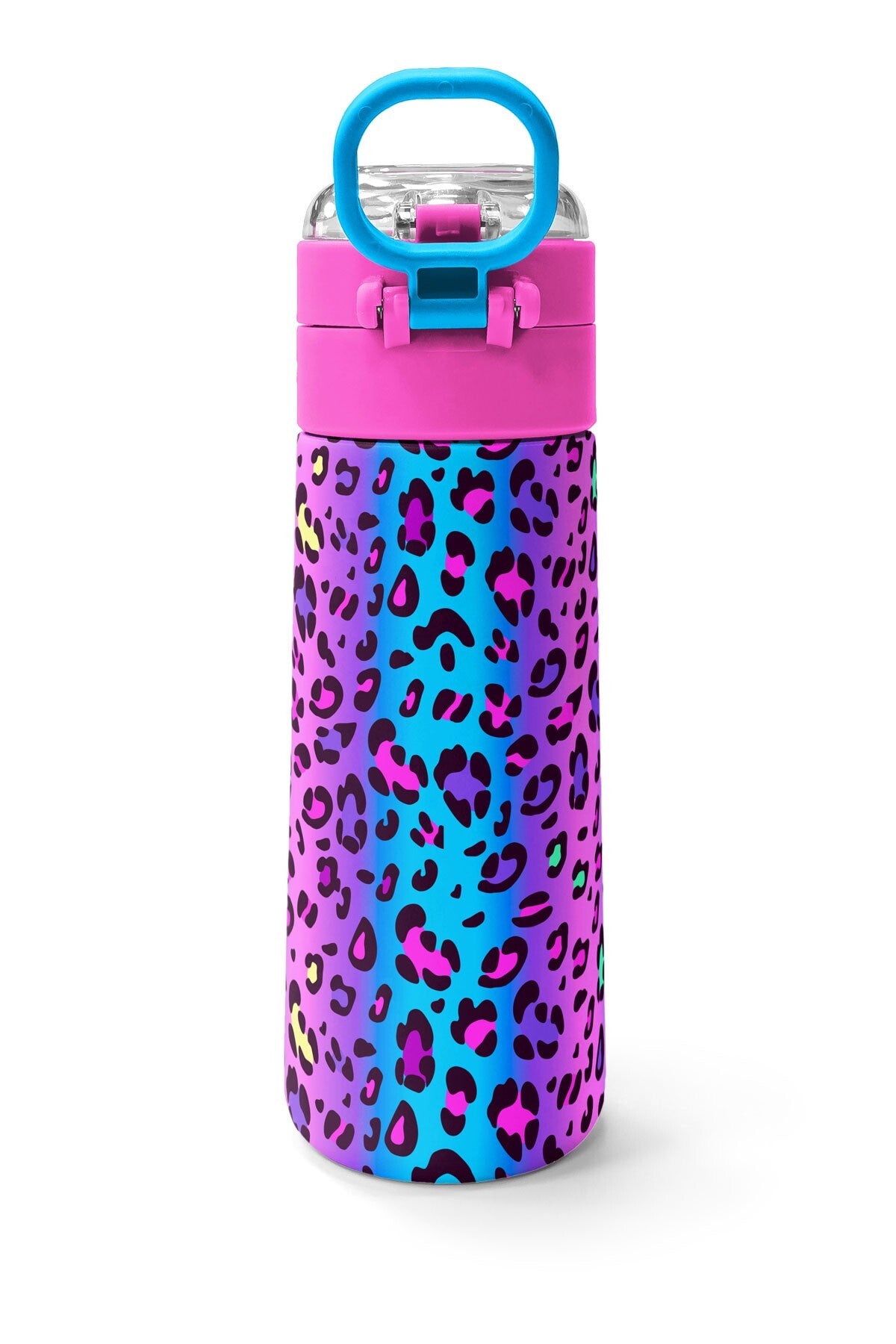 Coral High Kids Renkli Leopar Desenli Pipetli ve Direk İçimli Paslanmaz Çelik Termos 500 ML 31985-4