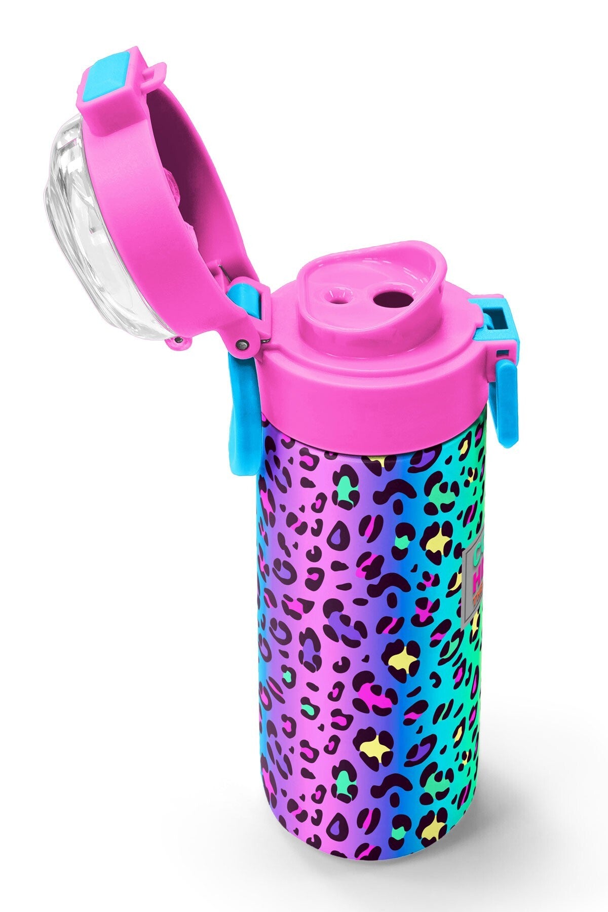 Coral High Kids Renkli Leopar Desenli Pipetli ve Direk İçimli Paslanmaz Çelik Termos 500 ML 31985-6