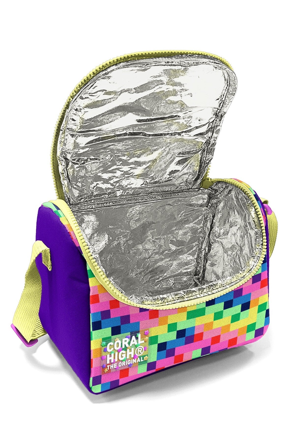 Coral High Kids Renkli Piksel Kalp Desenli Thermo Beslenme Çantası 37108-2