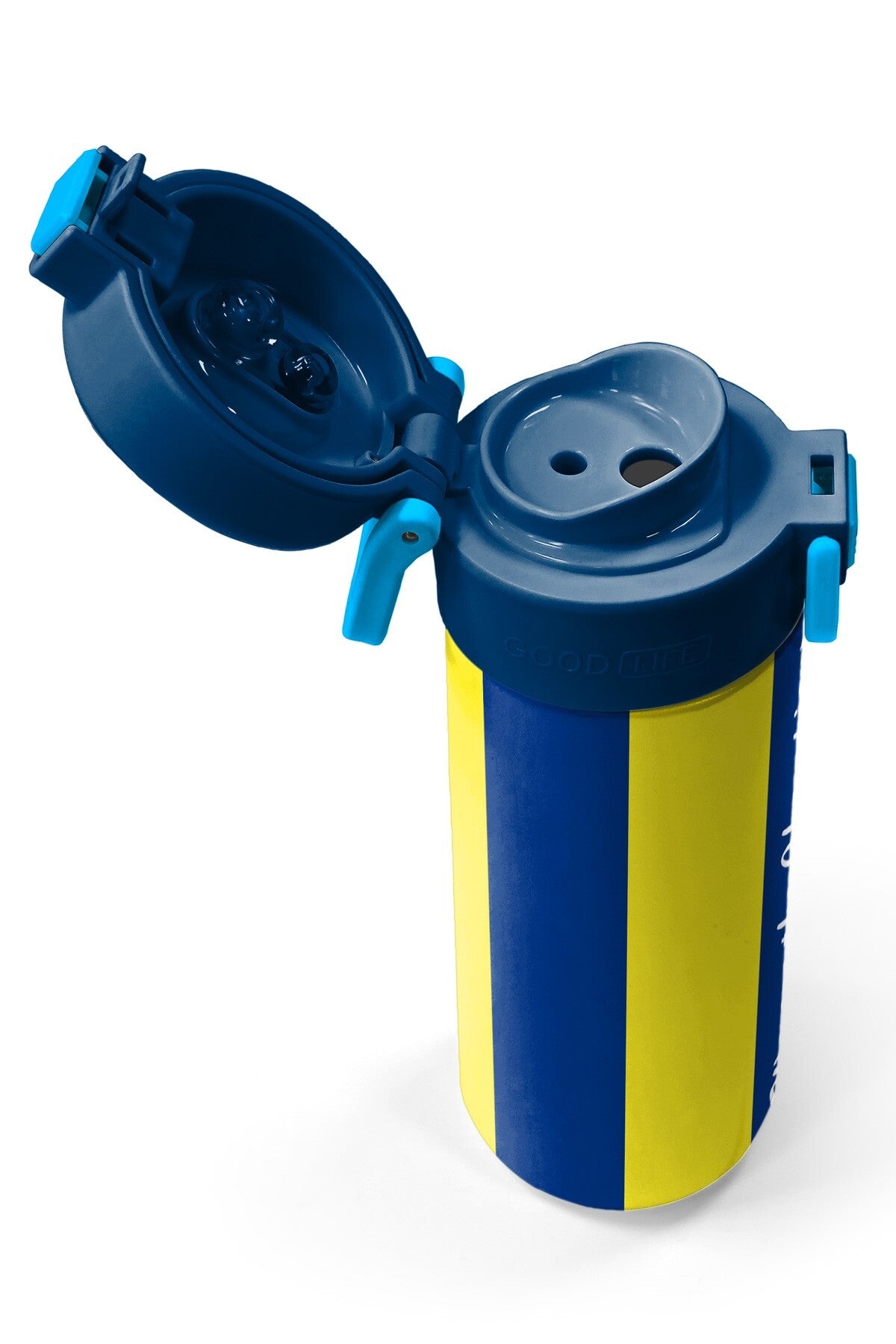 Coral High Kids Sarı Lacivert Çubuklu Pipetli ve Direkt İçim Çelik Termos 500 ml 31791-3