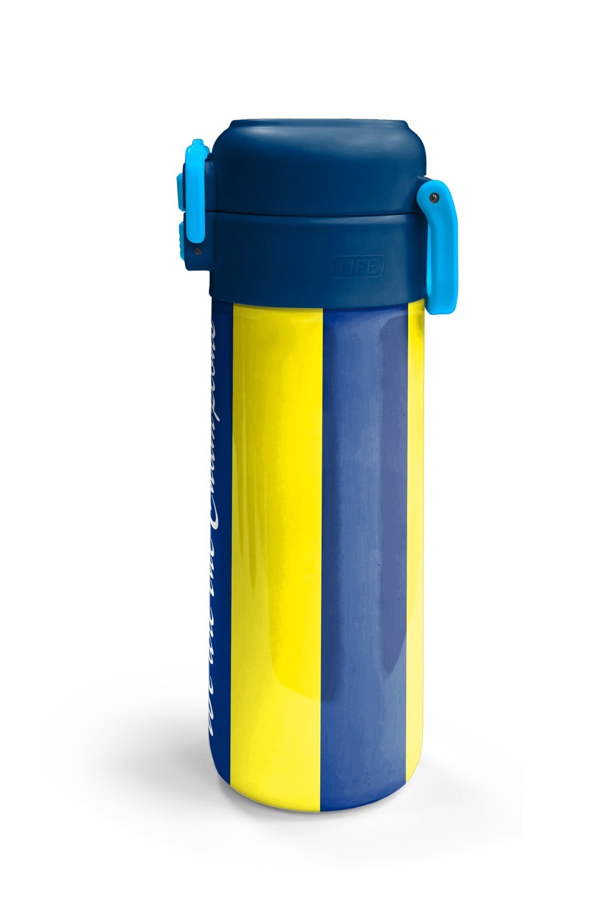 Coral High Kids Sarı Lacivert Çubuklu Pipetli ve Direkt İçim Çelik Termos 500 ml 31791-6