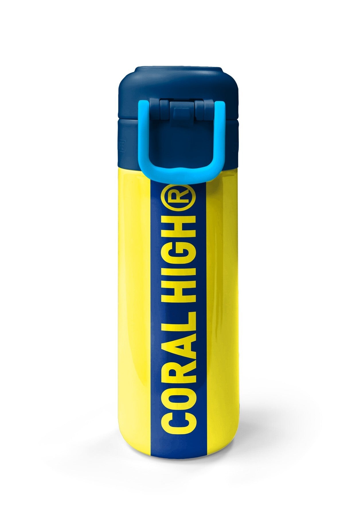 Coral High Kids Sarı Lacivert Çubuklu Pipetli ve Direkt İçim Çelik Termos 500 ml 31791-7