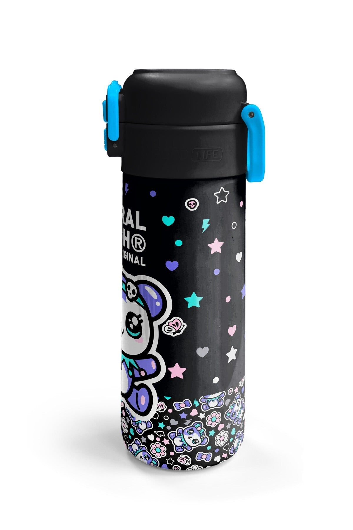 Coral High Kids Siyah Ayıcık Desenli Pipetli ve Direkt İçim Çelik Termos 500 ml 38124-6