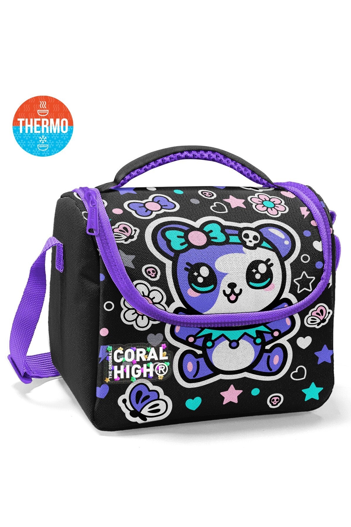Coral High Kids Siyah Ayıcık Desenli Thermo Beslenme Çantası 37142-1