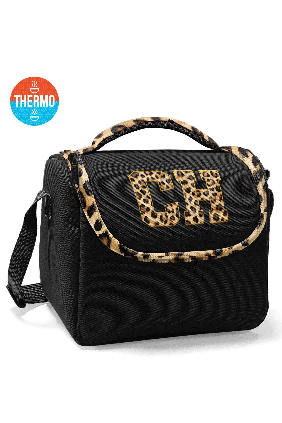 Coral High Kids Siyah Leopar CH Harf Desenli Thermo Beslenme Çantası 37128-1
