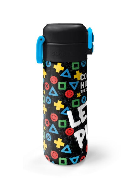 Coral High Kids Siyah Lets Play Desenli Pipetli ve Direkt İçim Çelik Termos 500 ml 38114-4