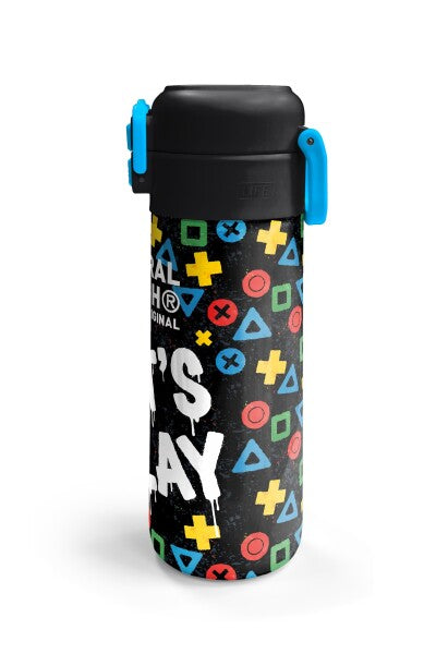 Coral High Kids Siyah Lets Play Desenli Pipetli ve Direkt İçim Çelik Termos 500 ml 38114-5