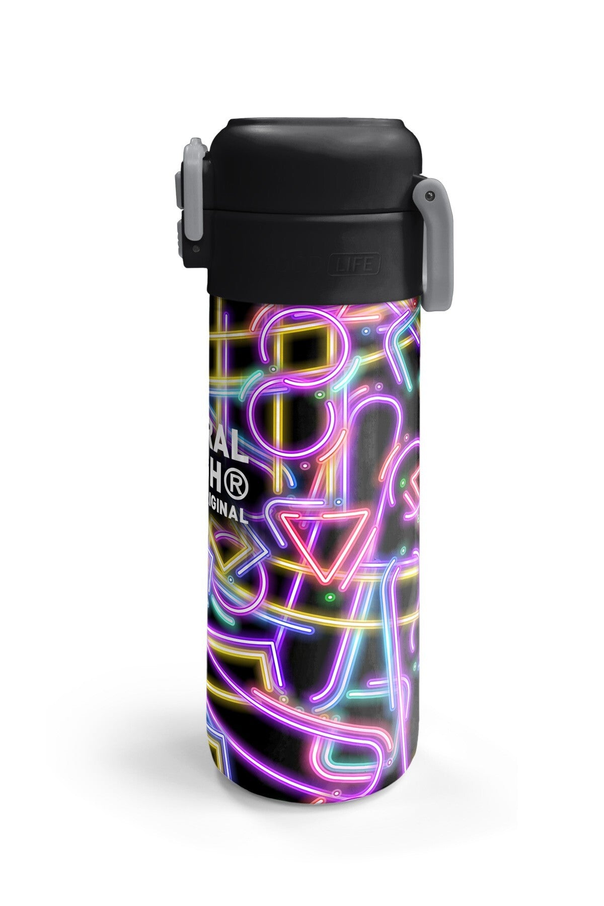 Coral High Kids Siyah Renkli Neon Desenli Pipetli ve Direkt İçim Çelik Termos 500 ml 38130-6