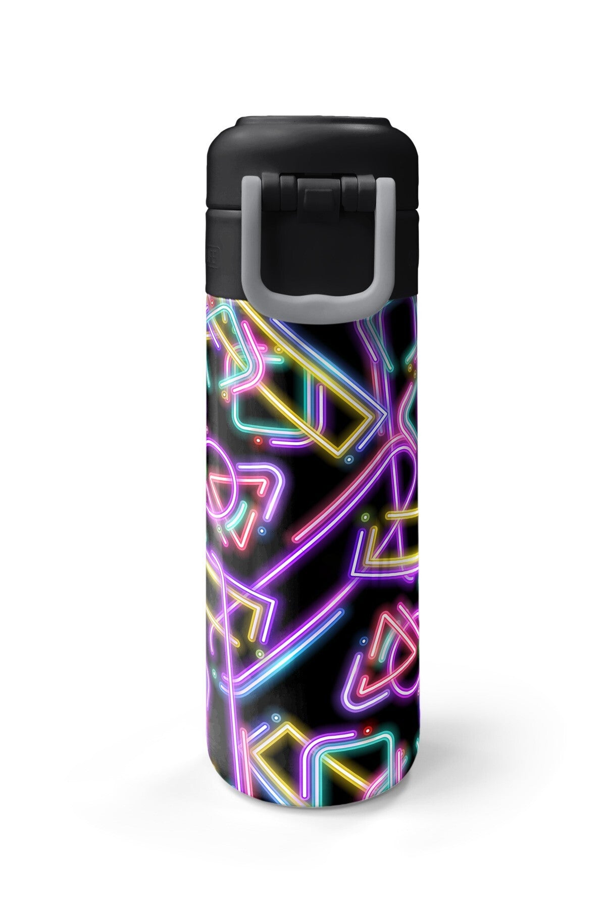 Coral High Kids Siyah Renkli Neon Desenli Pipetli ve Direkt İçim Çelik Termos 500 ml 38130-7
